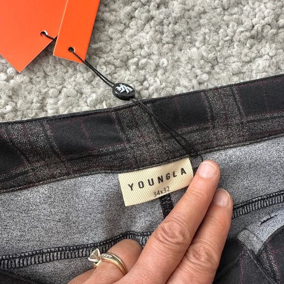 Men's YoungLA Dapper Dress Pants #615, 34x32 BlackBrownPlaid, NWT - Picture 4 of 7